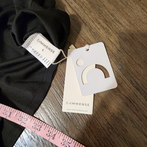 Commense Mock Neck Oblique Cutout Rib Long Sleeve Short Dress NWT Black Small - Picture 3 of 7